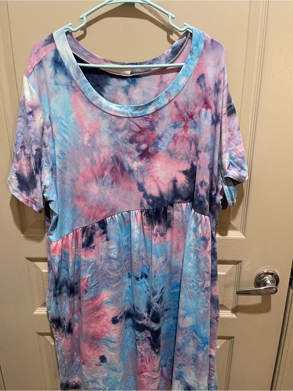 Tie-Dye Midi Dress in Pink & Blue - Casual Women's Dress - Picture 2 of 4